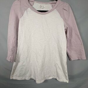 Maurices Lavender and White 3/4 Sleeve Baseball Tee